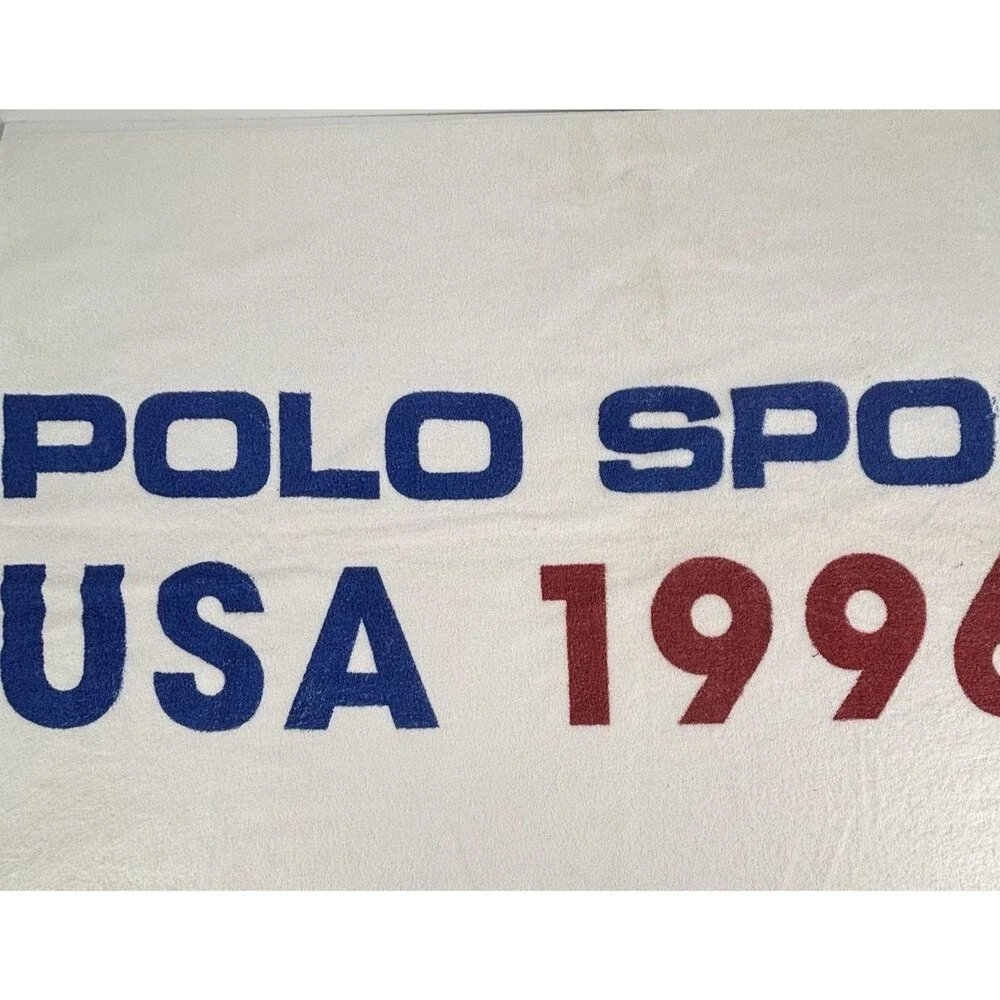 Ralph Lauren Polo Sport 1996 American Flag Beach Bath Towel 69”X 34.5” VTG NEW